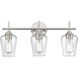 Ashford 3 Light 22 inch Brushed Nickel Bathroom Vanity Light Wall Light